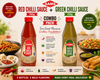 SAMS Red Chilli Sauce 700g + Green Chilli Sauce 700g Combo Pack | Spicy Cooking & Dipping Sauce Set |