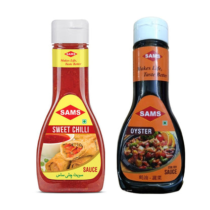 Sams Sweet Chilly Sauce 380g and Oyster Sauce 330g Gourmet Sauces for Adding Taste and Flavour to Home Cooked Meals, Veg